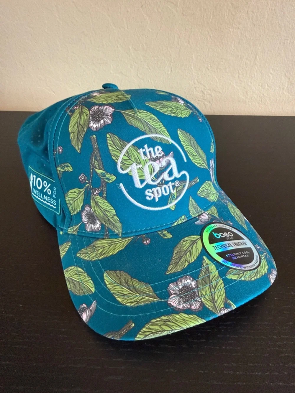 BOCO Gear The Tea Spot Floral Trucker Hat Teal Pink Technical Running Cap OSFA